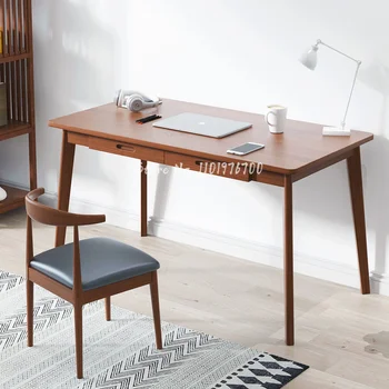 Настольный компьютерный стол из массива дерева в скандинавском стиле, простой домашний рабочий стол в спальне, письменный стол для студентов, маленький офисный стол escritorio