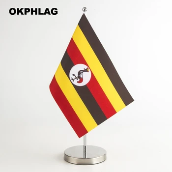 Настольный флаг Уганды с подставкой 14*21 см, настольные баннеры на заказ для вечеринки в офисе KS-0185