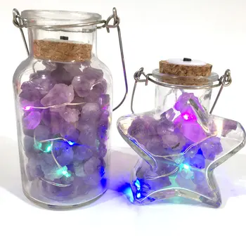 Натуральный кристалл, красочный вставляемый электрический светильник Amethyst Brokenstone Star Bottle, целебный для подарка или украшения JYX