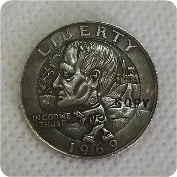 Никелевая монета Hobo 1969 Washington Quarter COIN копия 