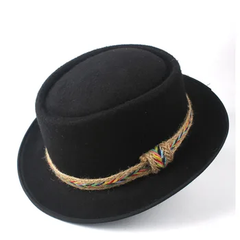 Новая мода Мужчины Женщины свинина пирог шляпа с плоским трилби Hat чародей танцевальная вечеринка шляпа Леди Джаз шляпа джентльмена квартира в Fedora Джаз Hat