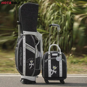 Новая сумка для гольфа CASTELBAJAC, черно-белая, из искусственной кожи, усовершенствованная водонепроницаемая Стандартная сумка для гольфа с роликовой рулевой тягой, сумка для снаряжения для гольфа