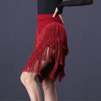 Новая юбка для латиноамериканских танцев для женщин, костюмы для латиноамериканских танцев, танцевальная одежда для выступлений, танцевальные юбки с бахромой и кисточками для танца живота