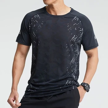Новое поступление, тренировочные футболки, модная 3D футболка, блузка для бега, качественный компрессионный трикотаж для спортсменов, мужская футболка с дышащей сеткой