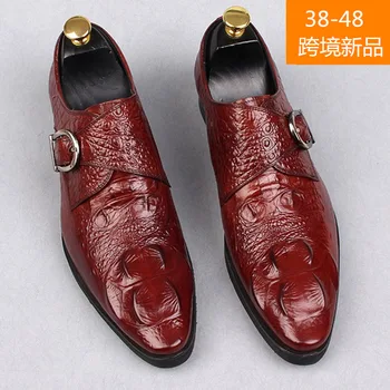 Новые туфли из крокодиловой кожи большого размера, мужские свадебные модельные туфли из крокодиловой кожи с пряжкой, дышащие мужские ботинки Zapatos De Hombre для вождения