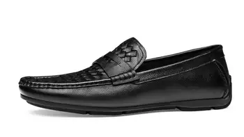 Новый стиль, летняя дышащая обувь для вождения, мужские лоферы из натуральной кожи, обувь для прогулок, модные повседневные туфли без застежки на плоской подошве
