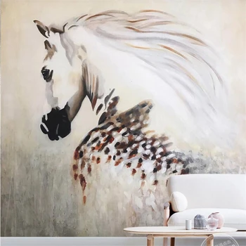 Обои на заказ 3d красивая ручная роспись акварелью фон белой лошади стена гостиная спальня фреска papel de parede обои