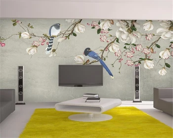 Обои на заказ Beibehang высококачественные фото 3D обои для украшения дома персонализированные цветы и птицы ручной росписи decorativ