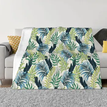 Одеяло с листьями в гавайском стиле, фланелевый текстильный декор, портативное ультрамягкое покрывало для домашнего дивана, покрывало для постельного белья