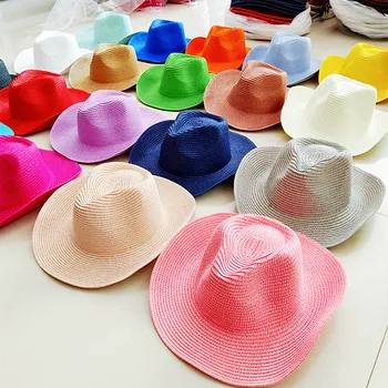 Оптовая продажа соломенная шляпа ковбойская шляпа дышащая летняя женская дорожная соломенная шляпа солнцезащитная шляпа из плотного денима для мужчин шляпаженскаялетняя