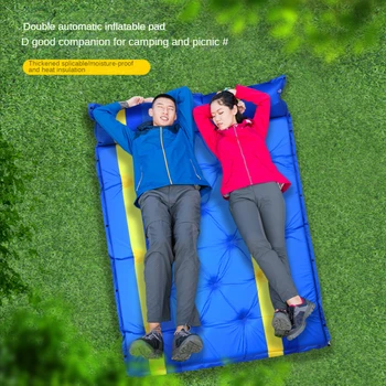 Открытый надувной коврик для кемпинга с подушкой, Самонадувающийся коврик для палатки, Соединяемый спальный коврик, Двуспальный матрас для кровати на 2 персоны