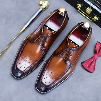 Офисная обувь Brock, мужские модельные туфли-оксфорды винтажного дизайна, официальная деловая обувь ручной работы из натуральной кожи для мужчин