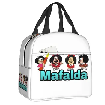 Пакеты для ланча с комиксами Quino Argentina Mafalda, термоизолированные сумки для ланча, женские мультяшные контейнеры для ланча для пикника на открытом воздухе, Коробка для еды