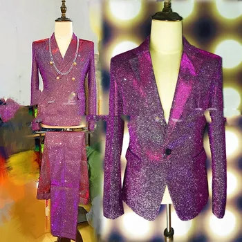 Певец-ди-джей из ночного клуба GD того же волшебного цвета, фиолетовый, градиентный, с блестками, костюм, костюм