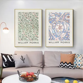Плакат Уильяма Морриса Винтажные цветы Картина на холсте Листья Абстрактный художественный принт Современная настенная картина для домашнего декора гостиной