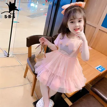 Платье для девочек 2023, новая летняя детская юбка для торта, милая фея, марлевая юбка