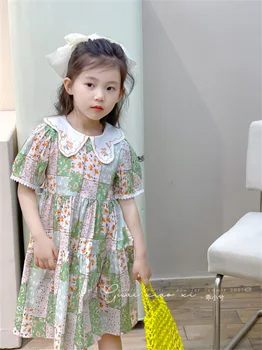 Платье с цветочным узором для девочек 2023, летнее новое детское платье для девочек, модные платья принцесс