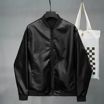 Плюс размер 7XL 8XL Мужская куртка из искусственной кожи Корейская модная мотоциклетная куртка из искусственной кожи на молнии модное пальто мешковатая верхняя одежда