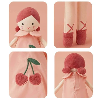 Плюшевая игрушка для девочек в юбке с вишневым принтом для младенцев, мягкая игрушка из мультфильма 
