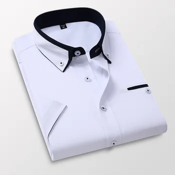 Повседневные мужские летние рубашки с коротким рукавом и принтом высшего качества, удобный воротник на пуговицах, повседневная блузка стандартного кроя.