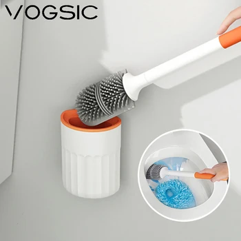 Подвесная щетка для унитаза VOGSIC, силиконовая щетка для чистки, ручка для щетки, Инструменты для уборки дома, Организация, Набор туалетных принадлежностей