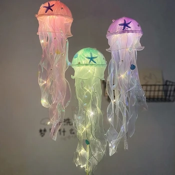 Подвесной светильник в виде медузы, декоративная светодиодная лампа, домашнее украшение, украшения для домашнего фестиваля, фон для праздничной вечеринки