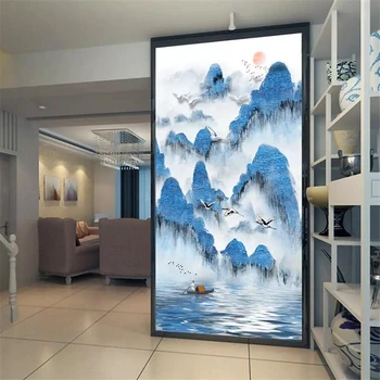 Пользовательские обои 3d фреска новая китайская современная масляная живопись тушью рифма пейзаж гора птица крыльцо живопись 8d обои 5d фреска