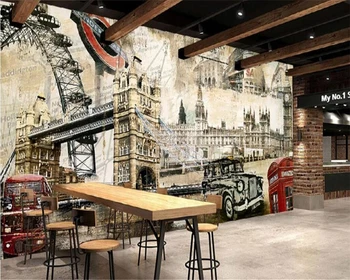 Пользовательские обои beibehang 3D фреска ретро ностальгическое европейское архитектурное украшение картина маслом фоновая стена