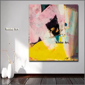 Популярная картина ручной работы Высококачественная картина на холсте Розовым и желтым маслом на холсте Абстрактная картина Художественная живопись