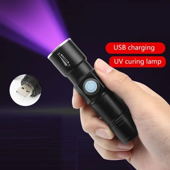 Портативный ультрафиолетовый 365нм фонарик Blacklight с USB-аккумулятором, мощный светодиод для профессионального/коммерческого использования, долговечный