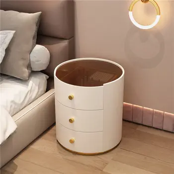 Прикроватная тумбочка в современной спальне, простой светлый роскошный шкаф от пола до потолка, прикроватная тумбочка, шкафчик для хранения, круглый шкаф meuble