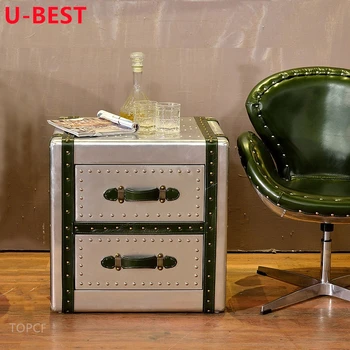 Приставной столик в стиле лофт U-BEST в индустриальном стиле, алюминиевые прикроватные тумбочки для спальни, прикроватный столик в стиле авиатор, американский ретро-сундук, приставной столик для кровати
