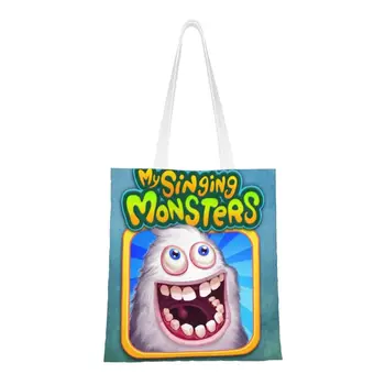 Продуктовые сумки My Singing Monsters, холщовые сумки-тоут на плечо, моющиеся сумки для приключенческих видеоигр