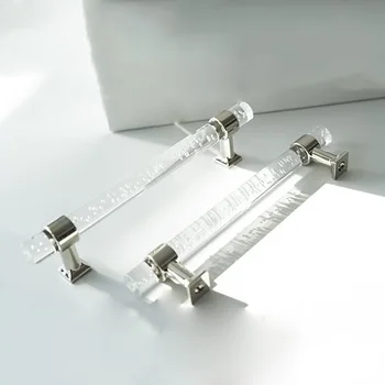 Прозрачные пузырьковые акриловые ручки для мебели Современные простые шкафы для спальни Тянут дверные ручки кухонного шкафа с помощью винтов