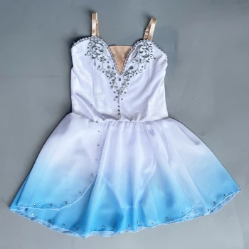 Профессиональная короткая балетная юбка, костюм для девочек, белый шифоновый танцевальный костюм, классическое трико для девочек, балетное платье для детей