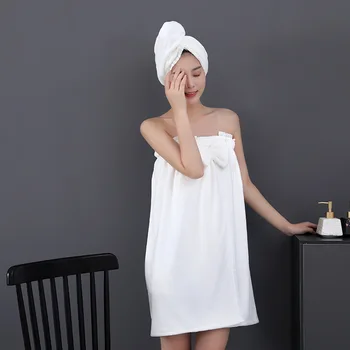 Прямая поставка, банное платье из полиэстера, мягкая впитывающая трубка, белое банное полотенце, полотенце для лица для женщин и девочек