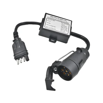 Разъем для прицепа 4-контактный Плоский штекер США к европейскому 7-контактному разъему 4-7 Адаптер цепи преобразователя света для прицепа