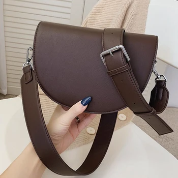 Ретро однотонная седельная сумка, высококачественные кожаные сумки через плечо для женщин, Новая простая женская сумка через плечо, дизайнерские сумки