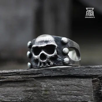 Ретро оригинальный дизайн открывающее кольцо с черепом мужская индивидуальность атмосфера панк кольцо мужчины в стиле панк