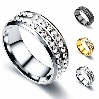 Роскошное Золотое Двухрядное Квадратное кольцо из нержавеющей стали с цирконием для женщин, Романтическая помолвка, свадебные украшения для вечеринок, женские украшения