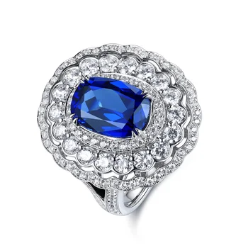 Роскошное Регулируемое кольцо с сапфиром из стерлингового серебра 925 пробы Для женщин, Подарок для модной вечеринки