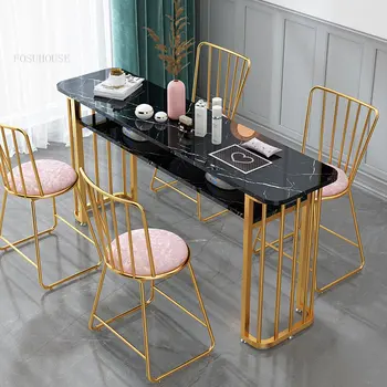 Роскошные двойные маникюрные столы Nordic Light Ins Профессиональный маникюрный стол для салона красоты, креативная мебель для салона красоты, одиночный маникюрный стол