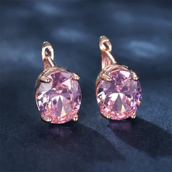 Роскошные женские серьги с розовым кристаллом, Очаровательные серьги-клипсы золотого цвета для женщин, Винтажные Свадебные серьги