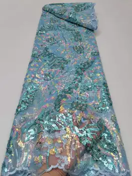 Роскошный Африканский Жених Кружевная ткань с пайетками, высокое Качество, 2022, вышивка из тяжелого бисера, Французский Тюль, кружевное Нигерийское свадебное платье