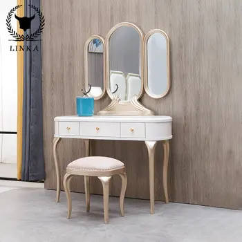 Роскошный комод из массива дерева, современный простой белый шкаф для хранения, туалетный столик с зеркалом, домашнее хозяйство в главной спальне