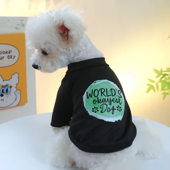 Рубашка для щенка, весенне-летняя модная одежда для домашних животных, мультяшный пуловер с рисунком кошки, Пижама для маленькой собачки, Йоркширский пудель, померанский шпиц.