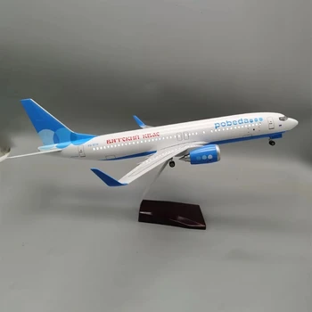 Самолет длиной около 47 см B737-800 Aircraft Russia Pobed Airlines с легкими шасси и колесами, игрушечная модель самолета из смолы