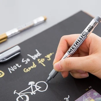 Сделай САМ золотой серебряный металлический маркер Офисный знак для письма Подпись Каллиграфическая краска Ремесленная ручка