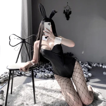 Сексуальная милая девочка-кролик, материал из искусственной кожи, женский комплект с кроликом Хорошего качества, может изнашиваться для комического шоу, костюм кролика для косплея Kawaii
