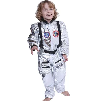 Серебристый комбинезон Космонавта Для мальчиков, костюм астронавта для детей, Косплей на Хэллоуин, Детский пилот, Карнавальная вечеринка, маскарадный костюм
